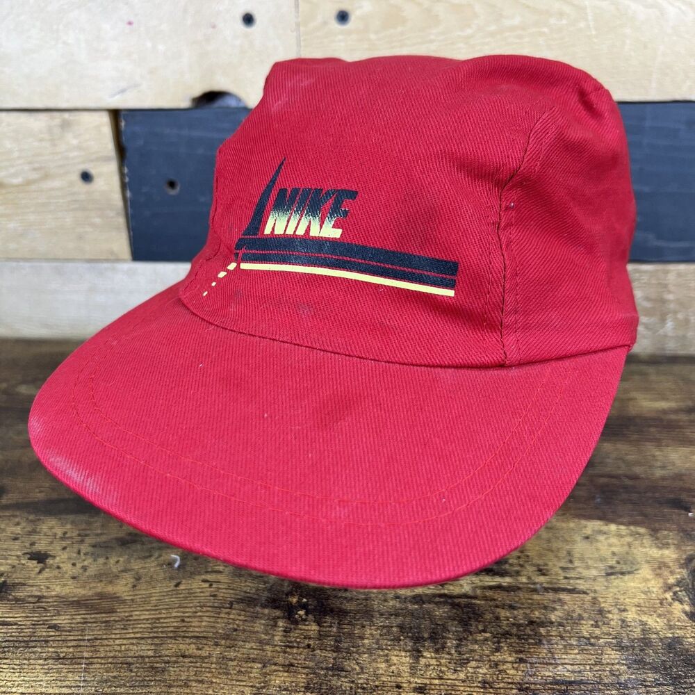 Vintage Nike 3 Panel Stretch Back Hat Cap Cycling Red Logo Skate
